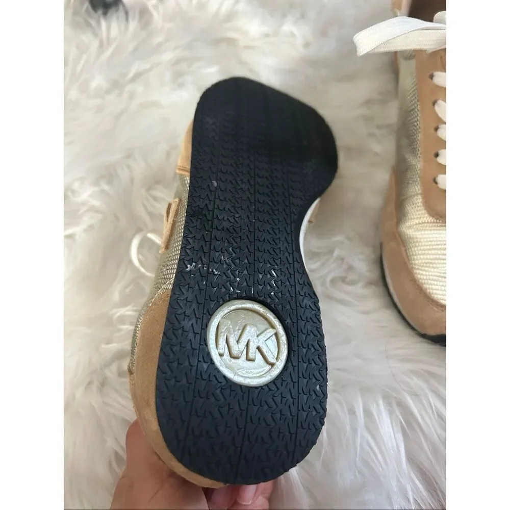 Michael Kors tan and gold sneakers comfy size 8